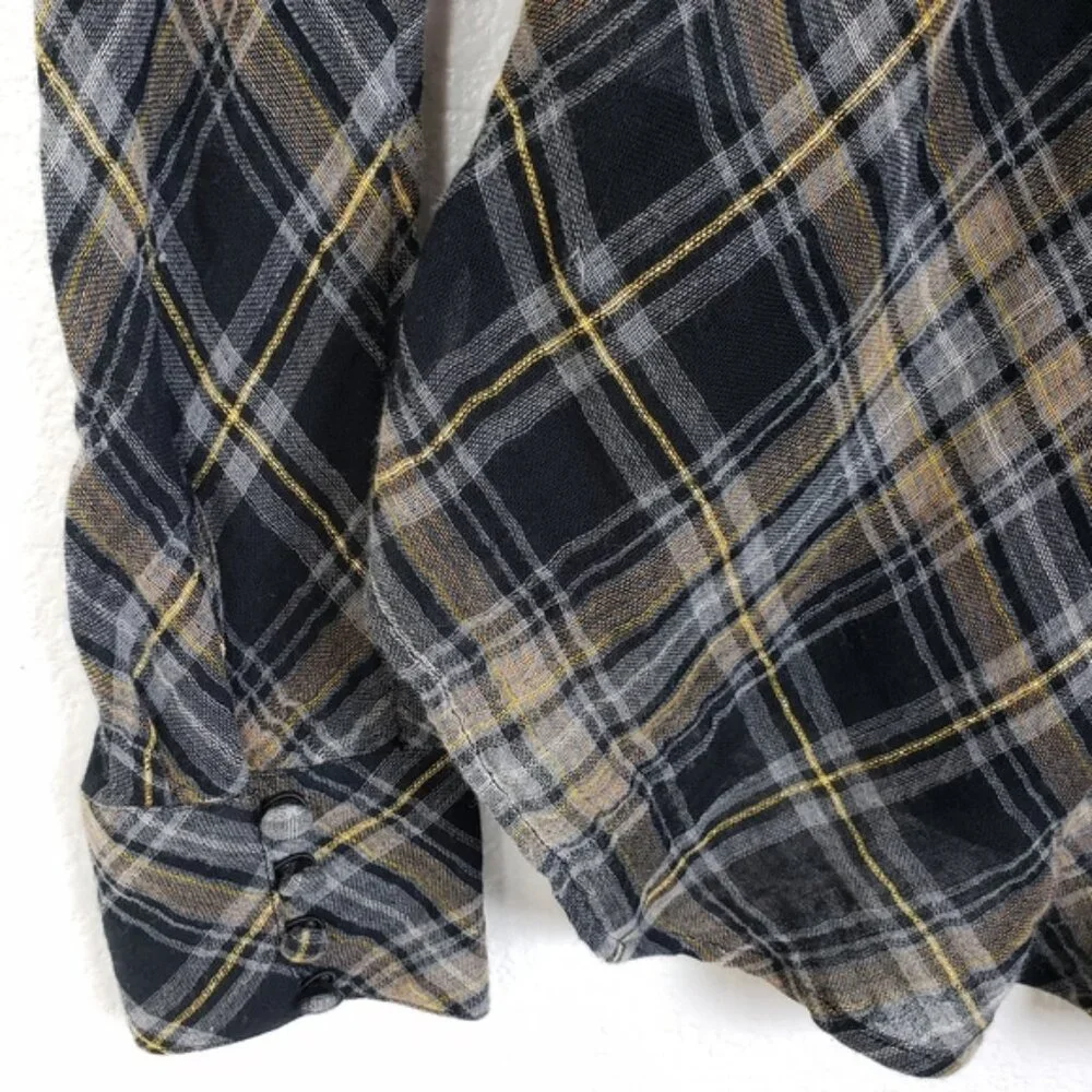 VERONICA BEARD Wade Metallic Plaid Tie-Neck Top Blouse size 6 Preppy Career